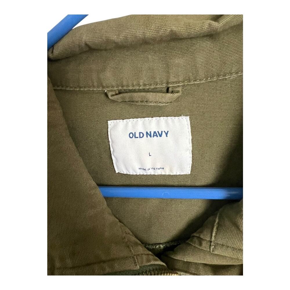 Old Navy green cargo jacket L Large Utility Casual Gorpcore Distressed Faded - Picture 3 of 6